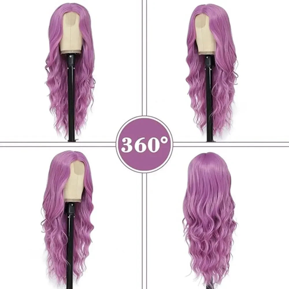 Long Purple Wavy Wig for Women 26 